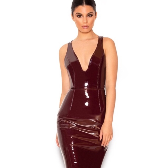 house of cb burgundy dress